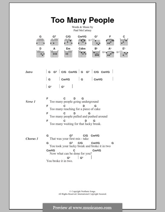 Too Many People: Текст, аккорды by Paul McCartney