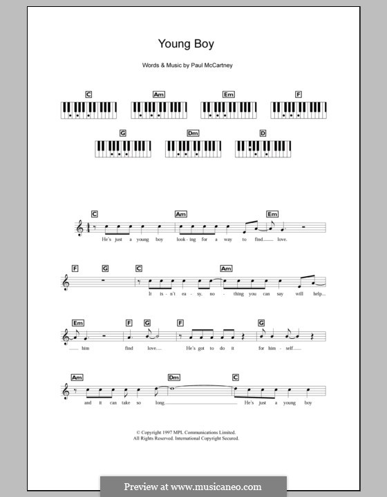 Young Boy: Для клавишного инструмента by Paul McCartney