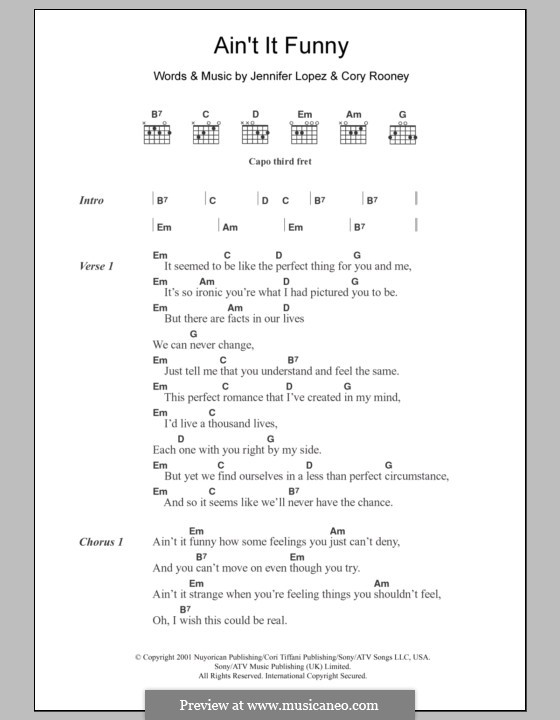 Ain't It Funny: Текст и аккорды by Cory Rooney, Jennifer Lopez