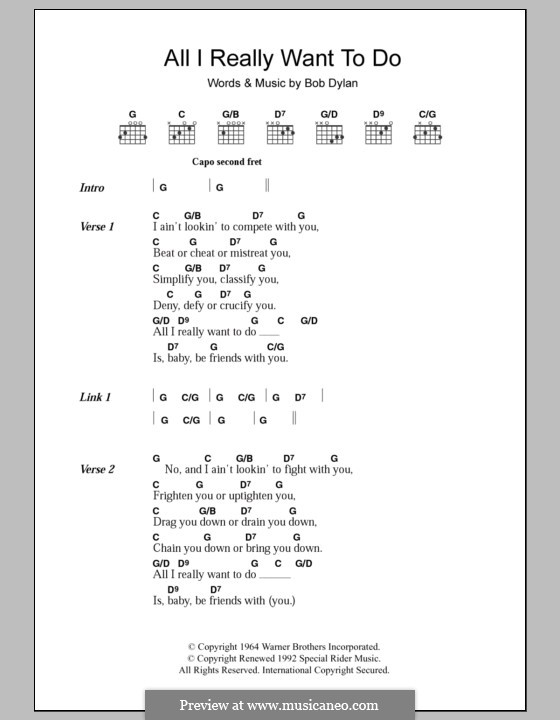 All I Really Want to Do: Текст, аккорды by Bob Dylan