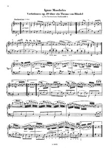 Вариации на тему Генделя 'The Harmonious Blacksmith', Op.29: Для фортепиано by Игнац Мошелес