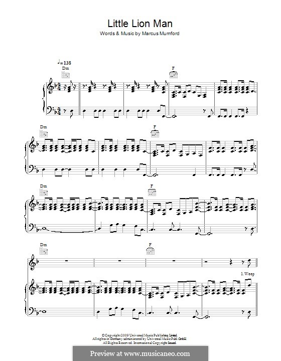 Little Lion Man (Mumford & Sons): Для голоса и фортепиано (или гитары) by Marcus Mumford