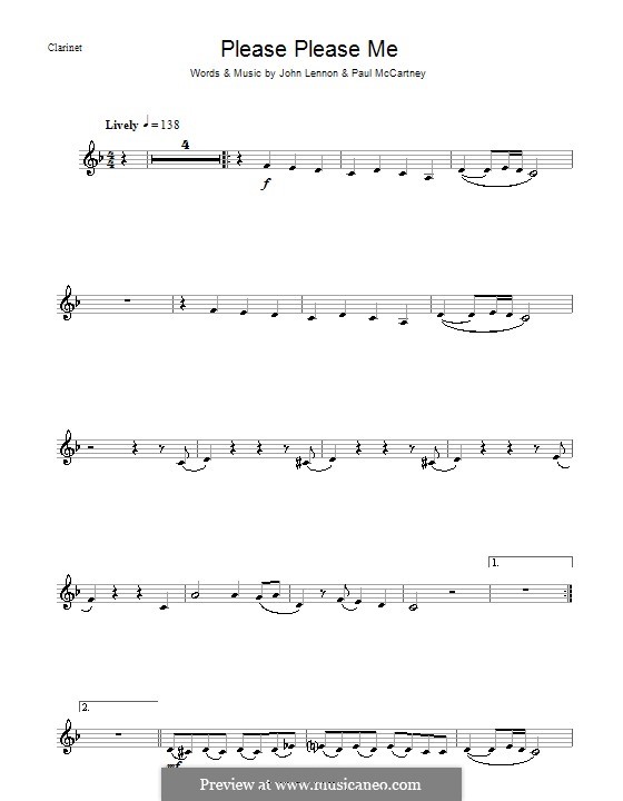 Please Please Me (The Beatles): Для кларнета by John Lennon, Paul McCartney