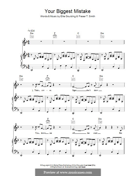 Your Biggest Mistake: Для голоса и фортепиано (или гитары) by Ellie Goulding, Fraser T. Smith