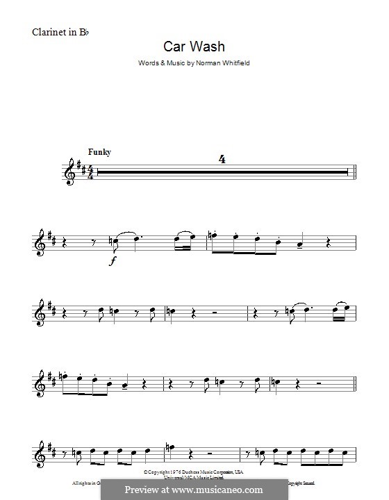 Car Wash (Rose Royce): Для кларнета by Norman J. Whitfield