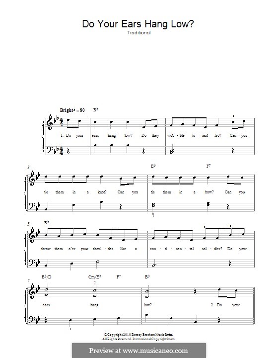 Do Your Ears Hang Low?: Для фортепиано (легкий уровень) by folklore