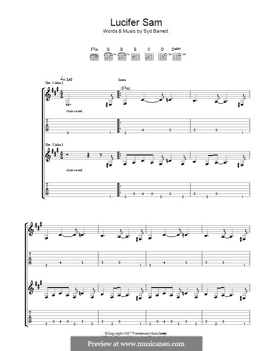 Lucifer Sam (Pink Floyd): Гитарная табулатура by Syd Barrett