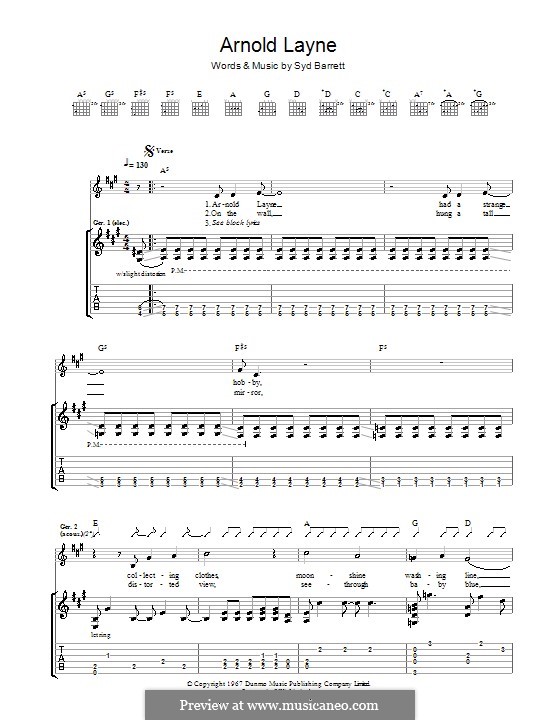 Arnold Layne (Pink Floyd): Гитарная табулатура by Syd Barrett