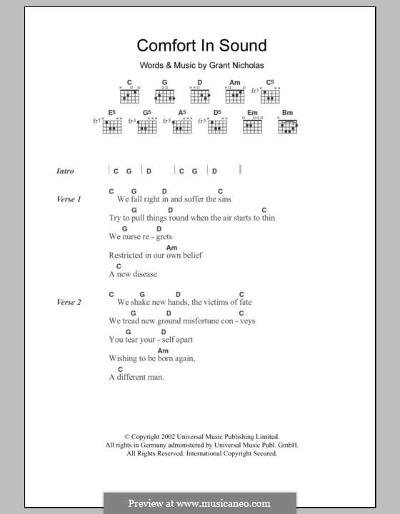 Comfort in Sound (Feeder): Текст и аккорды by Grant Nicholas
