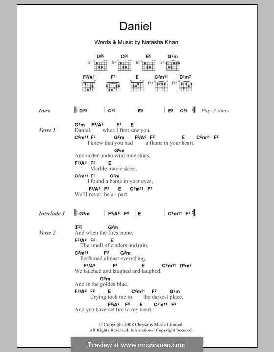 Daniel (Bat for Lashes): Текст, аккорды by Natasha Khan
