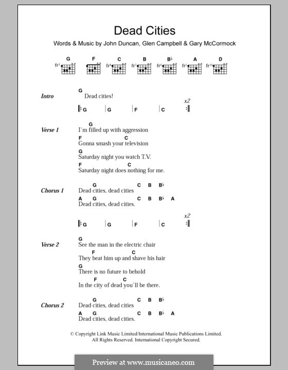 Dead Cities (The Exploited): Текст, аккорды by Gary McCormock, Glen Campbell, John Duncan