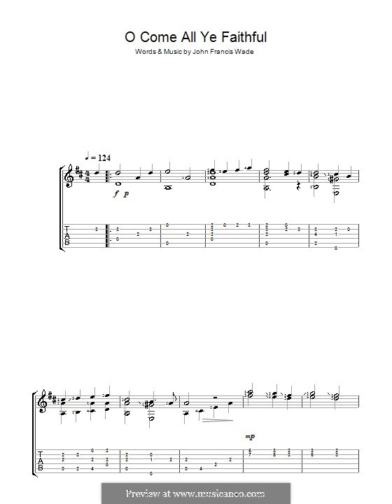 Instrumental version (Printable scores): Для гитары с табулатурой by Джон Фрэнсис Уэйд
