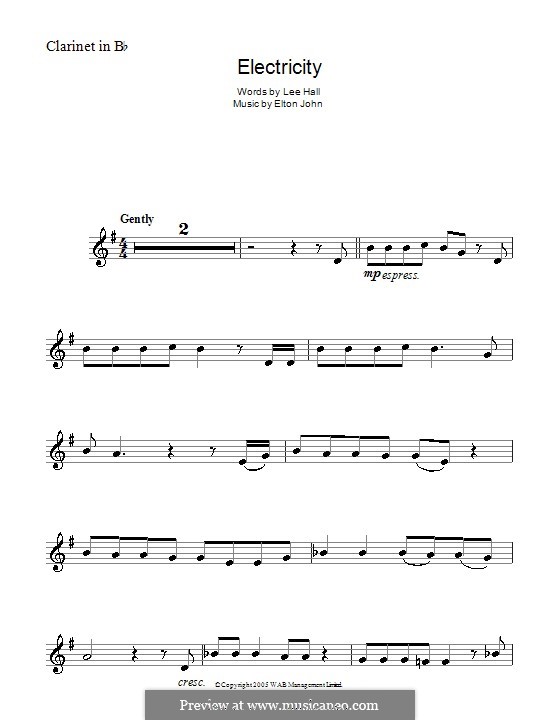 Electricity: Для кларнета by Elton John