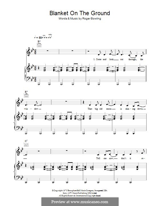 Blanket on the Ground (Billie Jo Spears): Для голоса и фортепиано (или гитары) by Roger Bowling