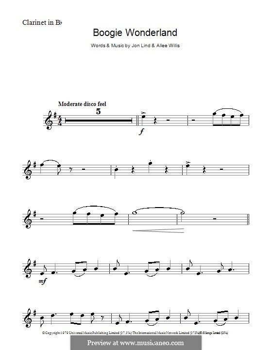 Boogie Wonderland (Earth, Wind and Fire): Для кларнета by John Lind, Allee Willis