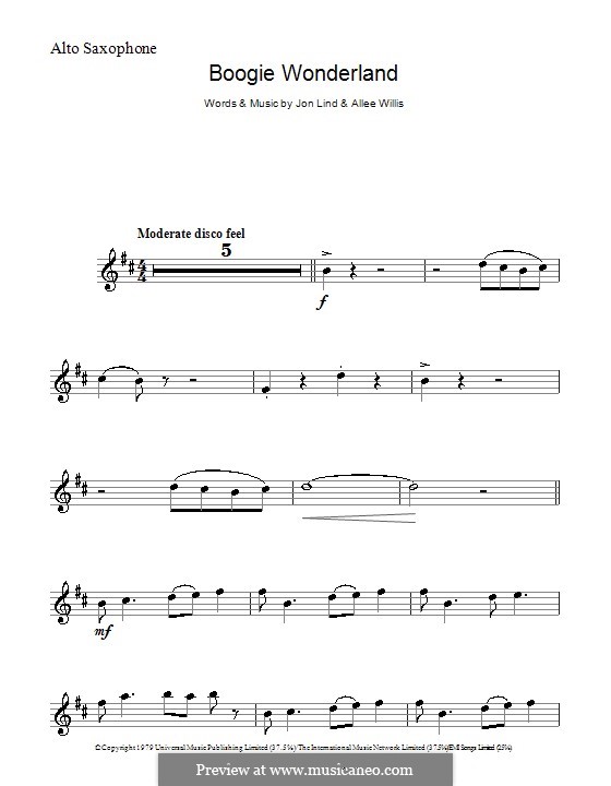 Boogie Wonderland (Earth, Wind and Fire): Для альтового саксофона by John Lind, Allee Willis