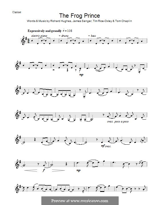 The Frog Prince (Keane): Для кларнета by James Sanger, Richard Hughes, Tim Rice-Oxley, Tom Chaplin