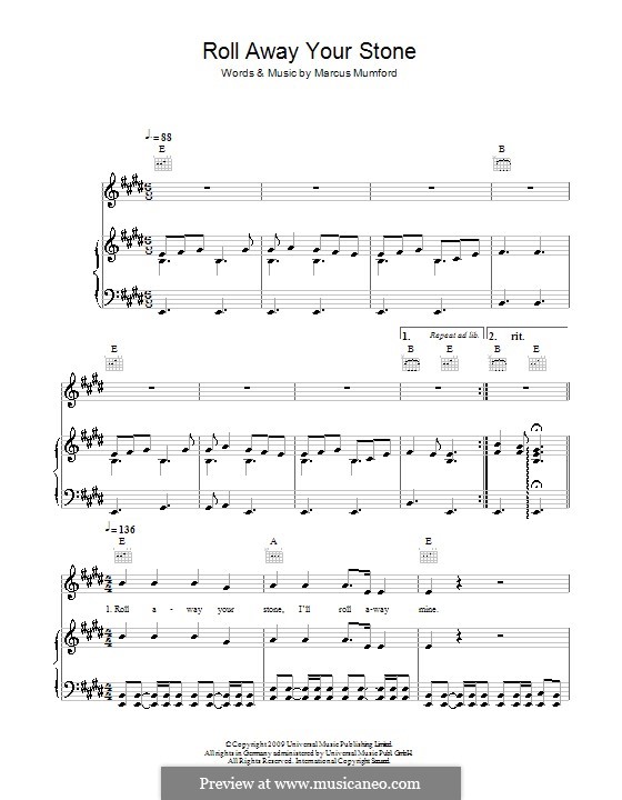 Roll Away Your Stone (Mumford & Sons): Для голоса и фортепиано (или гитары) by Marcus Mumford