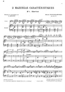 Две характерные мазурки, Op.19: Для скрипки и фортепиано by Генрик Венявский