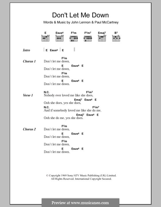 Don't Let Me Down (The Beatles): Текст, аккорды by John Lennon, Paul McCartney