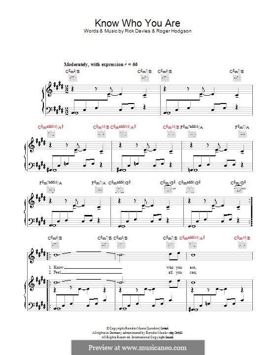 Know Who You Are (Supertramp): Для голоса и фортепиано (или гитары) by Rick Davies, Roger Hodgson