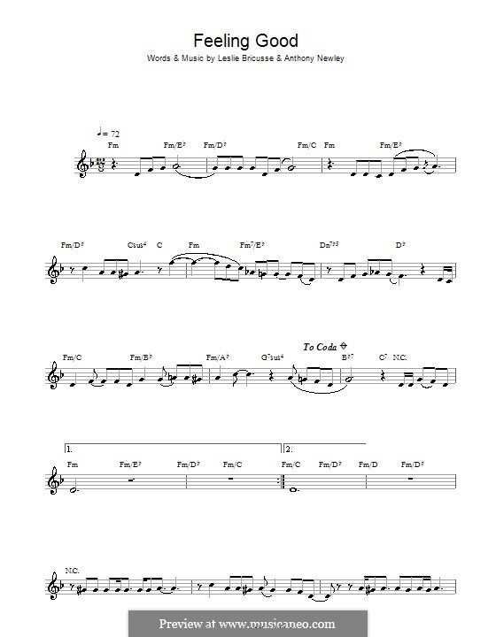 Feel good ноты. Feeling good Nina Simone Ноты. Muse feeling good Ноты. Feeling good Ноты для фортепиано. I feel good Ноты для саксофона Альт.