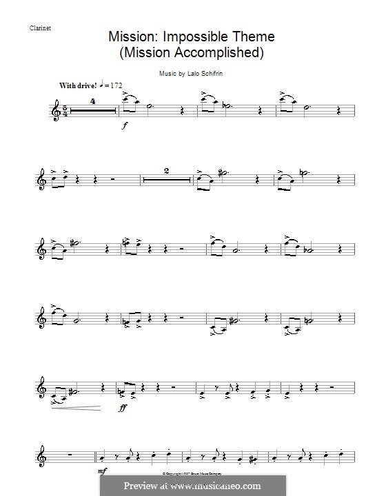 Mission: Impossible Theme (Mission Accomplished): Для кларнета by Lalo Schifrin