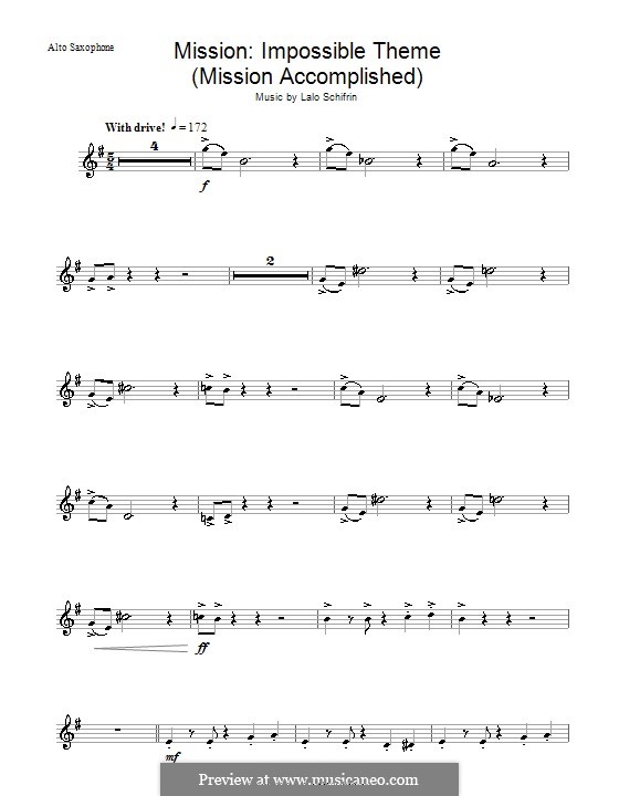 Mission: Impossible Theme (Mission Accomplished): Для альтового саксофона by Lalo Schifrin