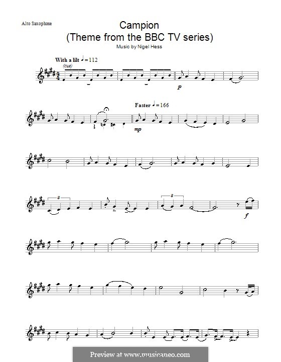 Campion (Theme from the BBC TV series): Для альтового саксофона by Nigel Hess