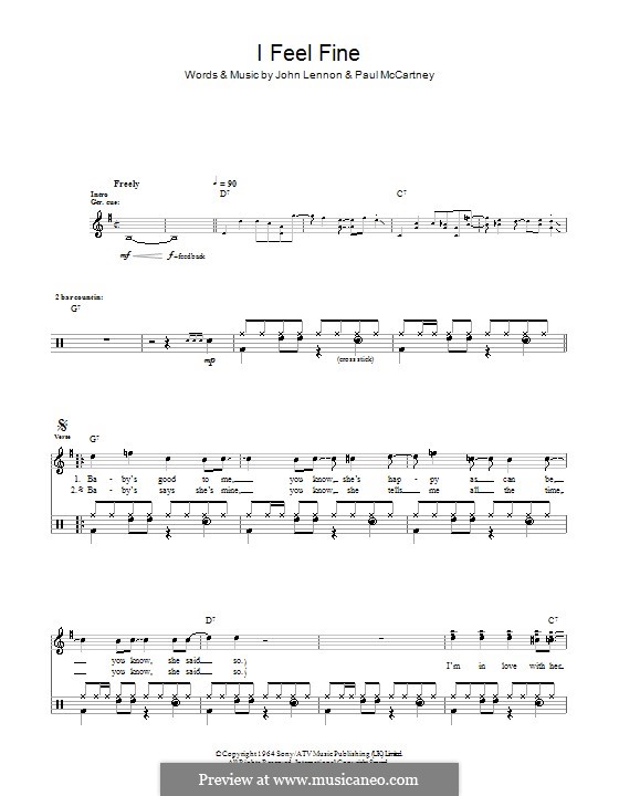 I Feel Fine (The Beatles): Для ударных by John Lennon, Paul McCartney