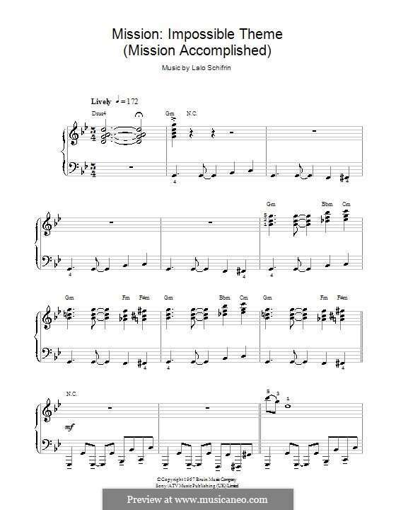 Mission: Impossible Theme (Mission Accomplished): Для начинающего пианиста by Lalo Schifrin