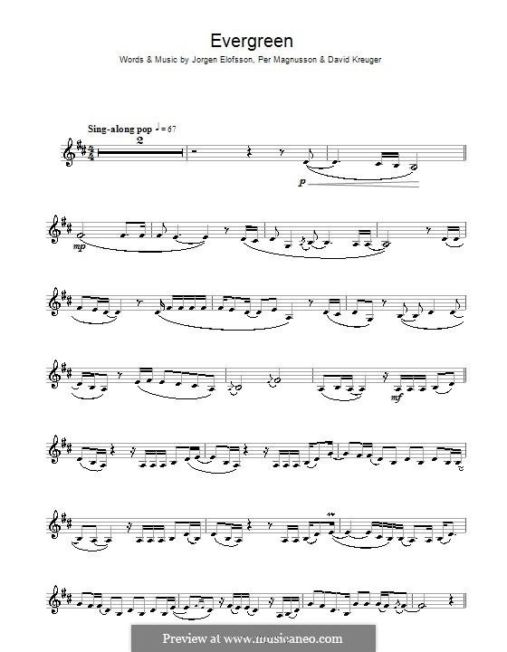 Evergreen (Westlife): Для кларнета by David Kreuger, Jörgen Kjell Elofsson, Per Magnusson