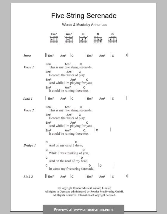 Five String Serenade (Mazzy Star): Текст, аккорды by Arthur Lee