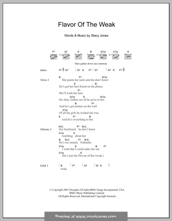 Flavor of the Weak (American Hi-Fi): Текст, аккорды by Stacy Jones