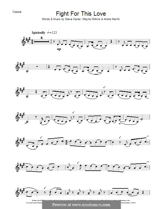 Fight for This Love (Cheryl Cole): Для кларнета by Andre Merritt, Stephen Alan Kipner, Wayne Wilkins