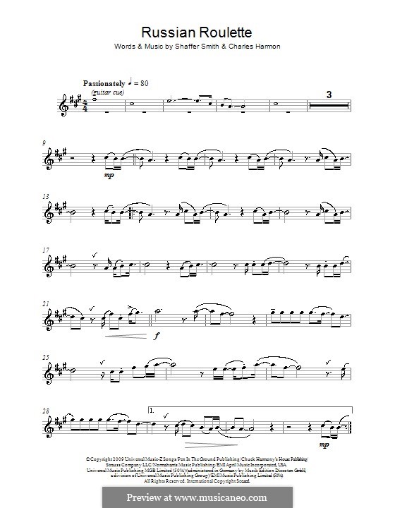 Rihanna Russian Roulette Sheet Music in F# Minor (transposable) -  Download & Print - SKU: MN0080535