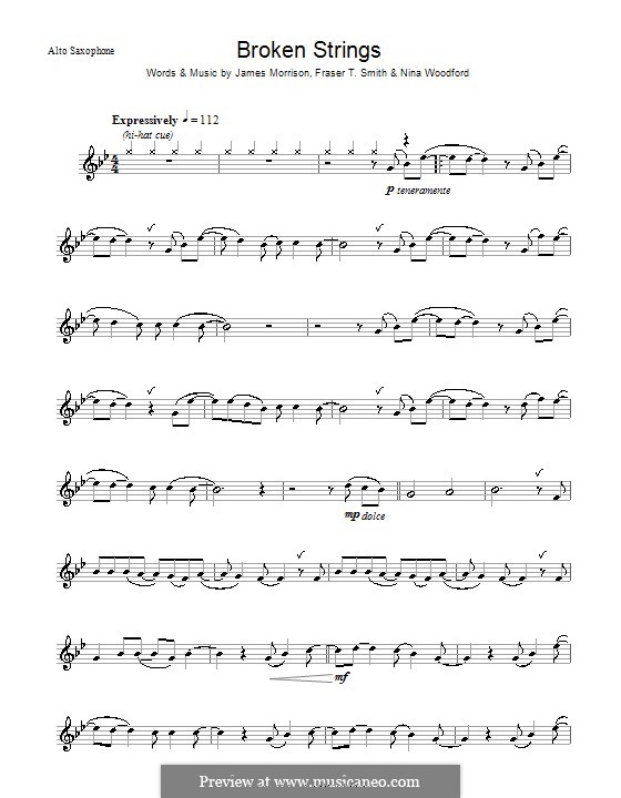 Broken Strings (James Morrison feat. Nelly Furtado): Для альтового саксофона by Fraser T. Smith, James Morrison, Nina Woodford