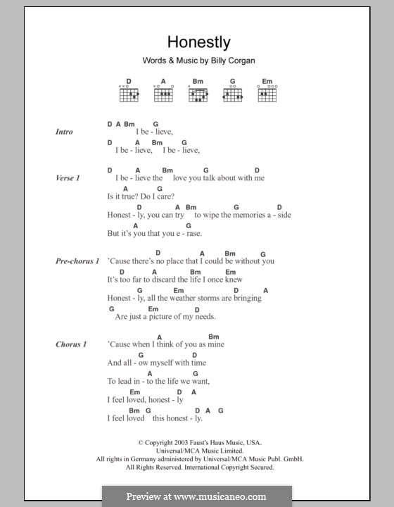 Honestly (Zwan): Текст, аккорды by Billy Corgan