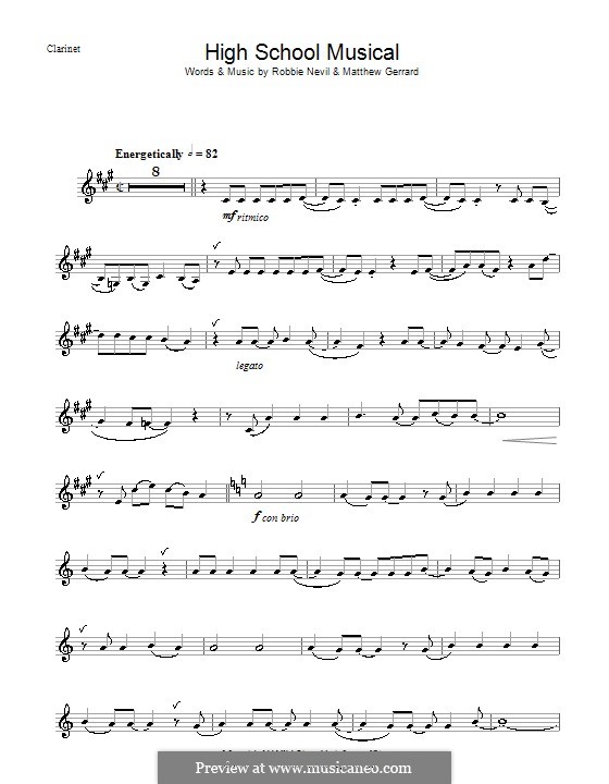 High School Musical (from High School Musical 3): Для кларнета by Matthew Gerrard, Robbie Nevil