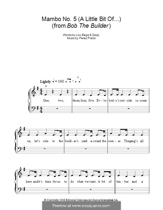 Mambo No.5 (A Little Bit Of... ): Для фортепиано (легкий уровень) by Dámaso Pérez Prado