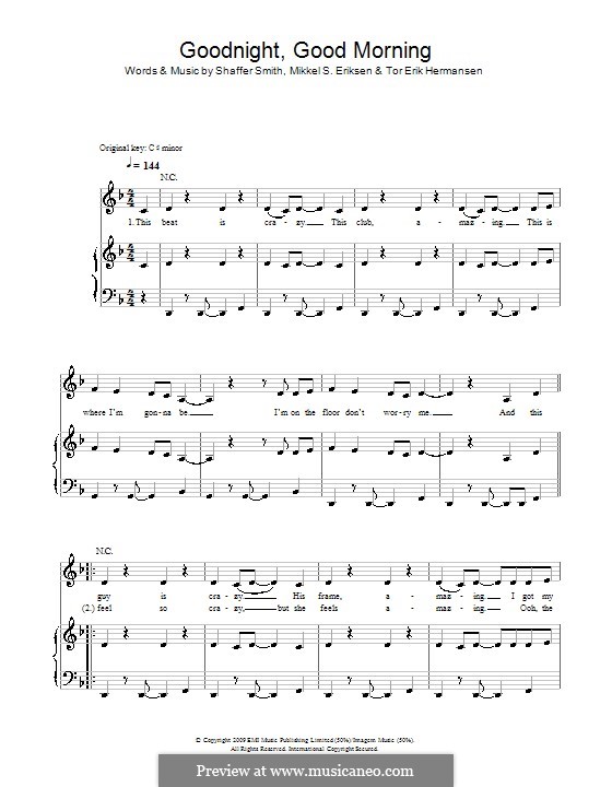 Good Night Good Morning: Для голоса и фортепиано (или гитары) by Mikkel Storleer Eriksen, Ne-Yo, Tor Erik Hermansen