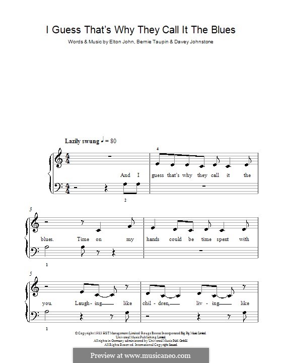 I Guess That's Why They Call It the Blues: Для фортепиано (легкий уровень) by Davey Johnstone, Elton John
