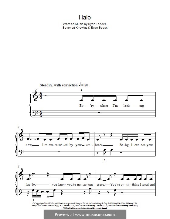 Halo: Для фортепиано (легкий уровень) by Beyoncé, Evan Kidd Bogart, Ryan B Tedder