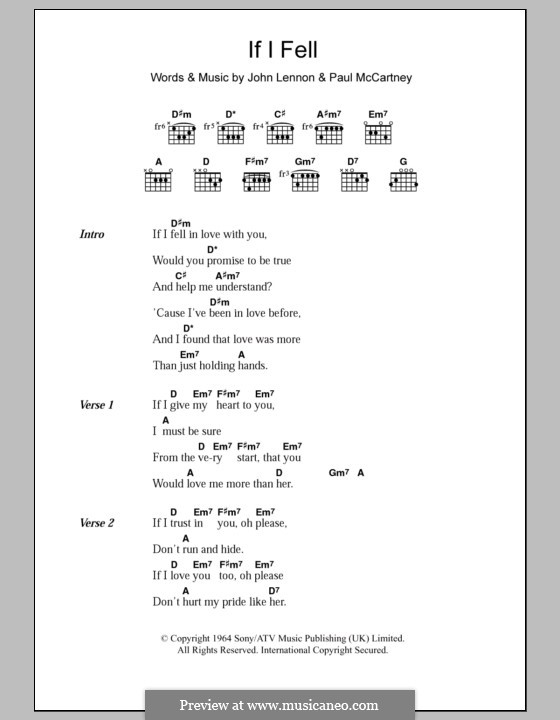 If I Fell (The Beatles): Текст, аккорды by John Lennon, Paul McCartney