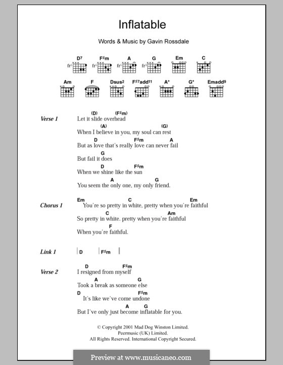 Inflatable (Bush): Текст и аккорды by Gavin Rossdale