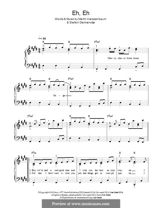 Eh, Eh (Nothing Else I Can Say): Для фортепиано (легкий уровень) (Lady GaGa) by Martin Kierszenbaum, Stefani Germanotta