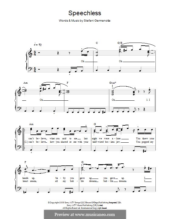 Speechless (Lady Gaga): Для фортепиано (легкий уровень) by Stefani Germanotta