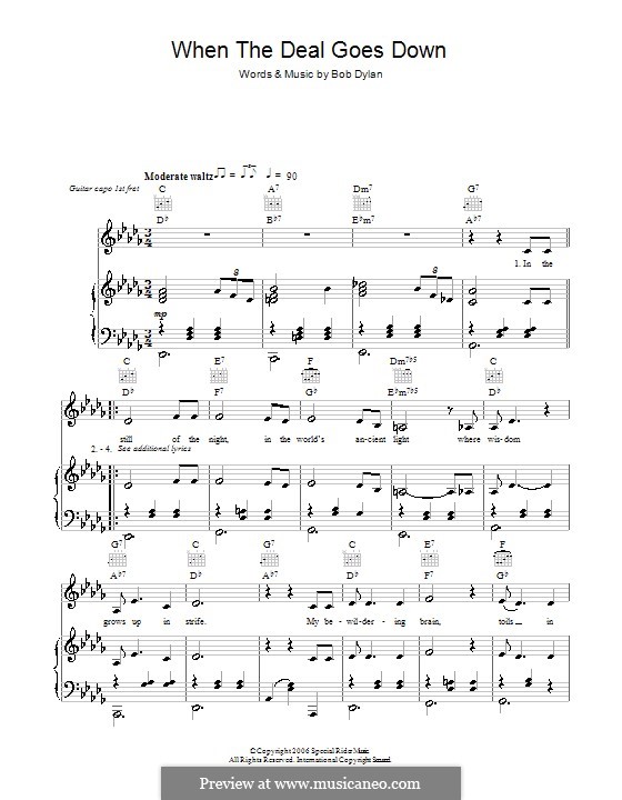 When the Deal Goes Go Down: Для голоса и фортепиано (или гитары) by Bob Dylan
