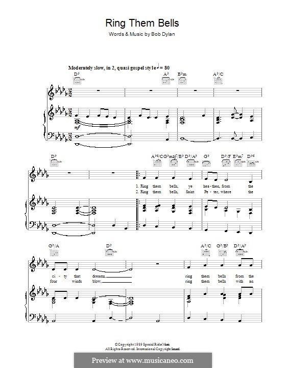 Ring Them Bells: Для голоса и фортепиано (или гитары) by Bob Dylan
