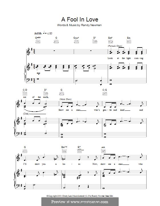 A Fool in Love: Для голоса и фортепиано (или гитары) by Randy Newman